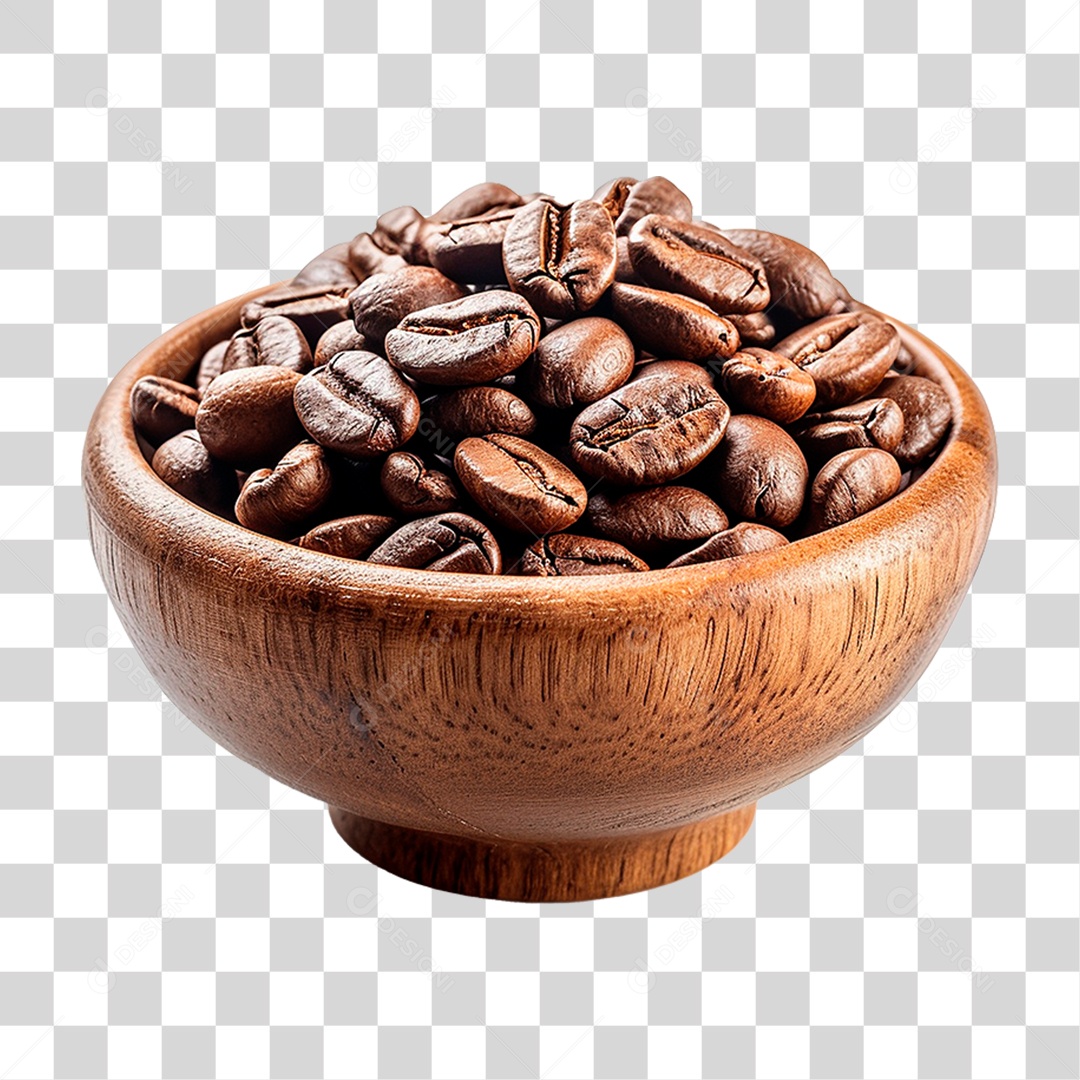 Tigela com Grão de Café PNG Transparente