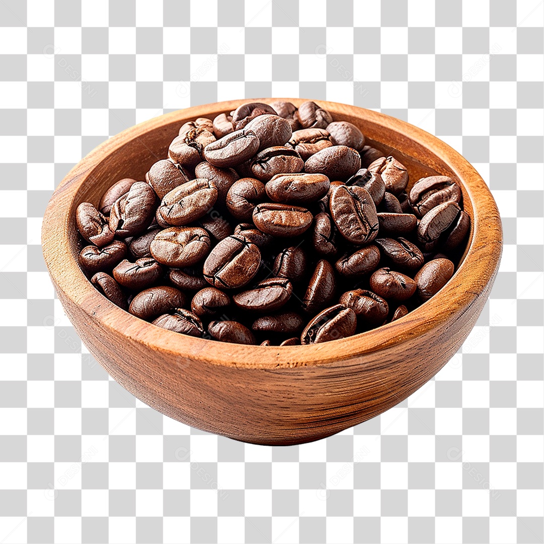 Tigela com Grão de Café PNG Transparente