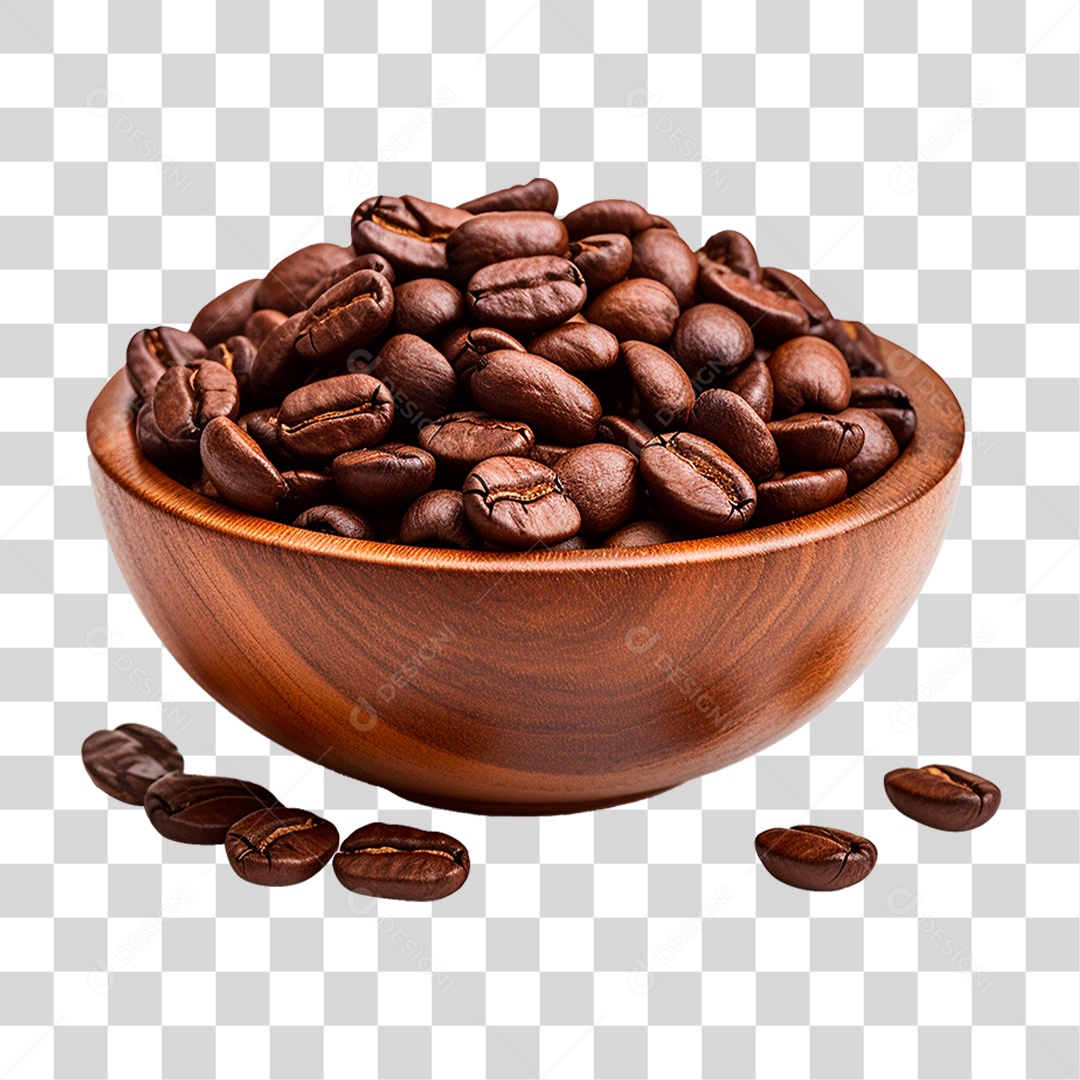 Tigela com Grão de Café PNG Transparente