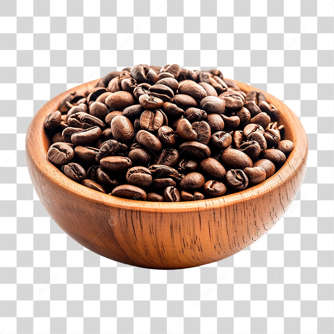 Tigela com Grão de Café PNG Transparente