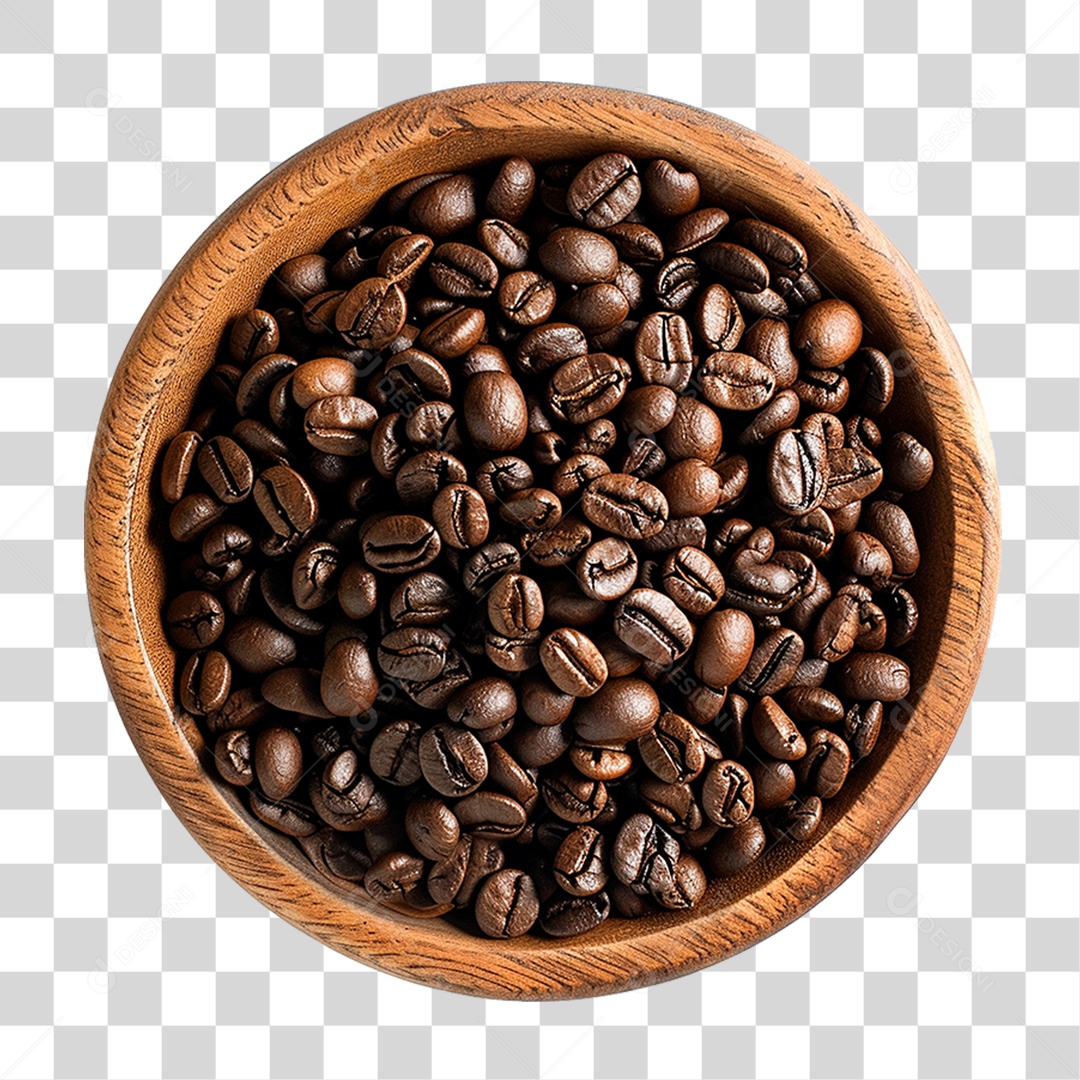 Tigela com Grão de Café PNG Transparente