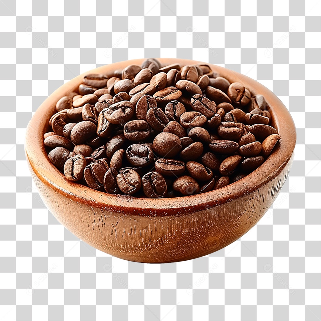 Tigela com Grão de Café PNG Transparente