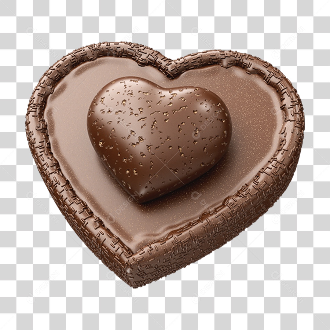 Elemento 3D Doces Chocolate Páscoa Coração PNG Transparente