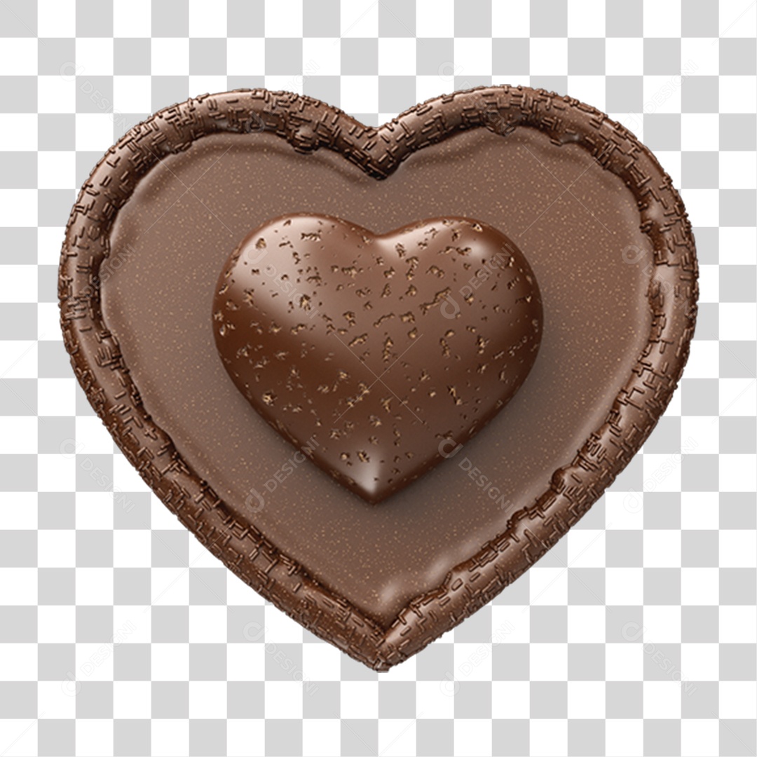 Elemento 3D Doces Chocolate Páscoa Coração PNG Transparente
