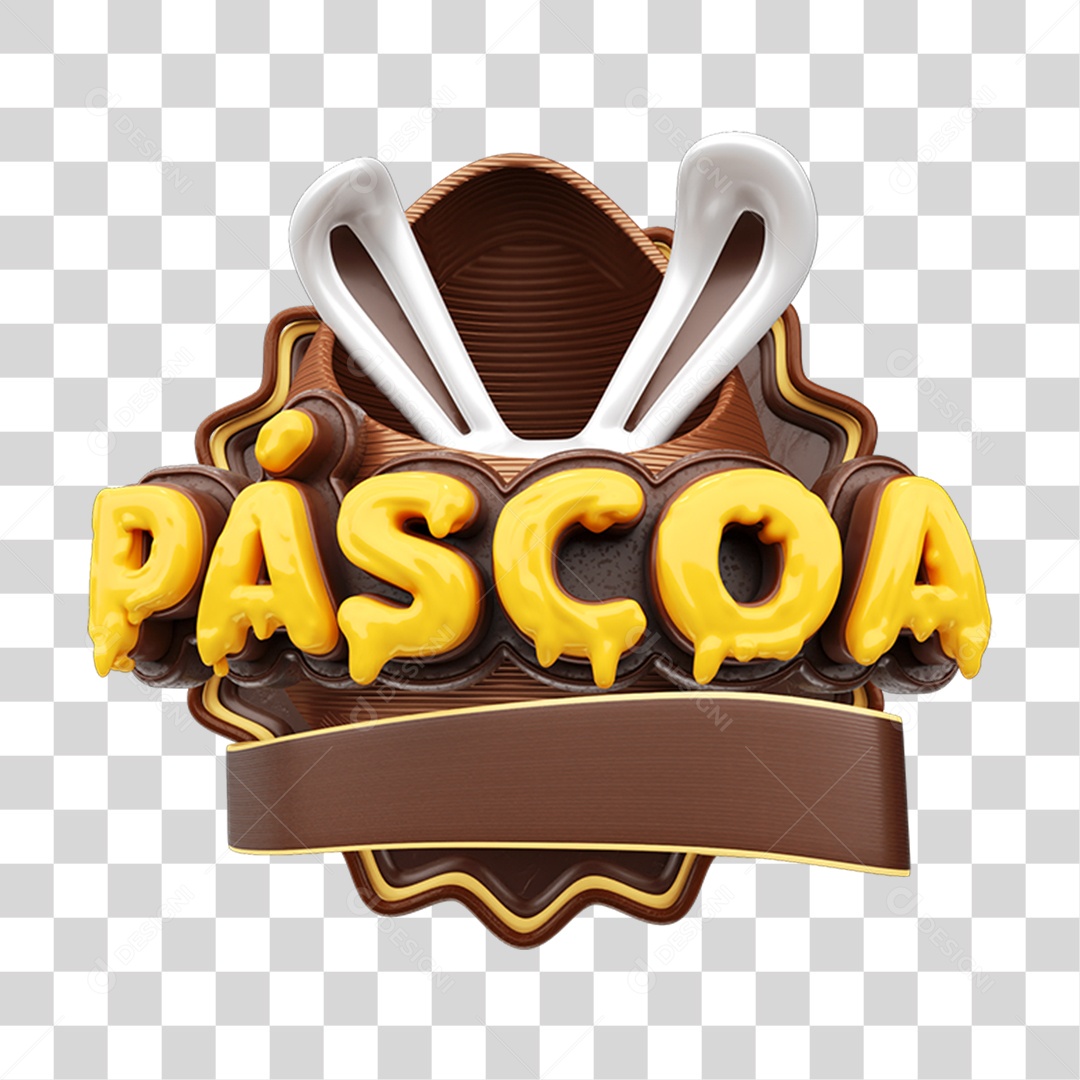 Selo 3D Páscoa Chocolate Doce PNG Transparente