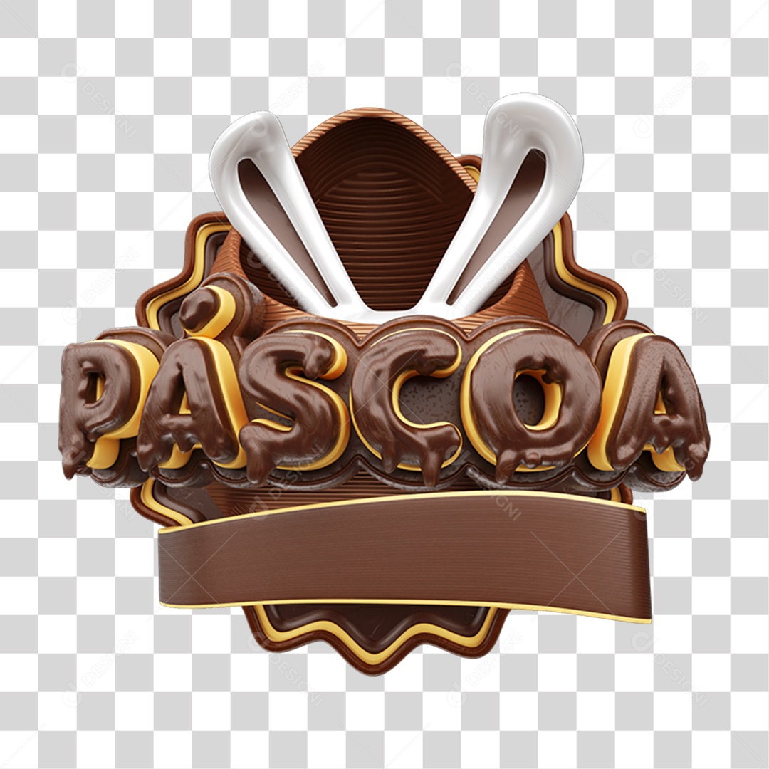 Selo 3D Páscoa Chocolate Doce PNG Transparente