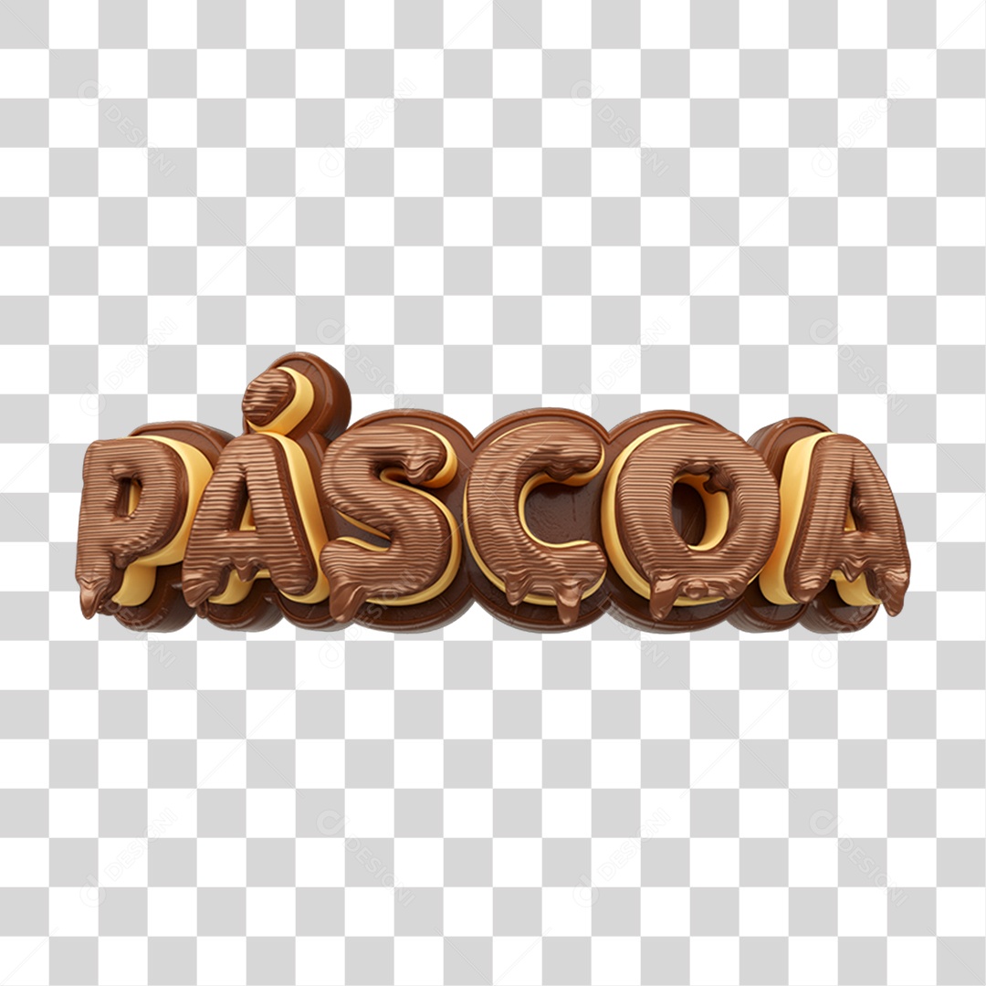 Texto 3D Chocolate Doces Páscoa PNG Transparente