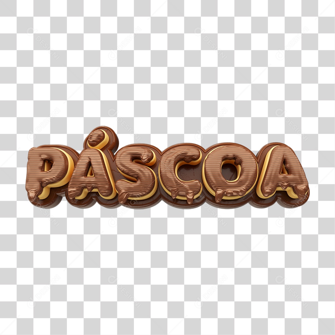 Texto 3D Chocolate Doces Páscoa PNG Transparente