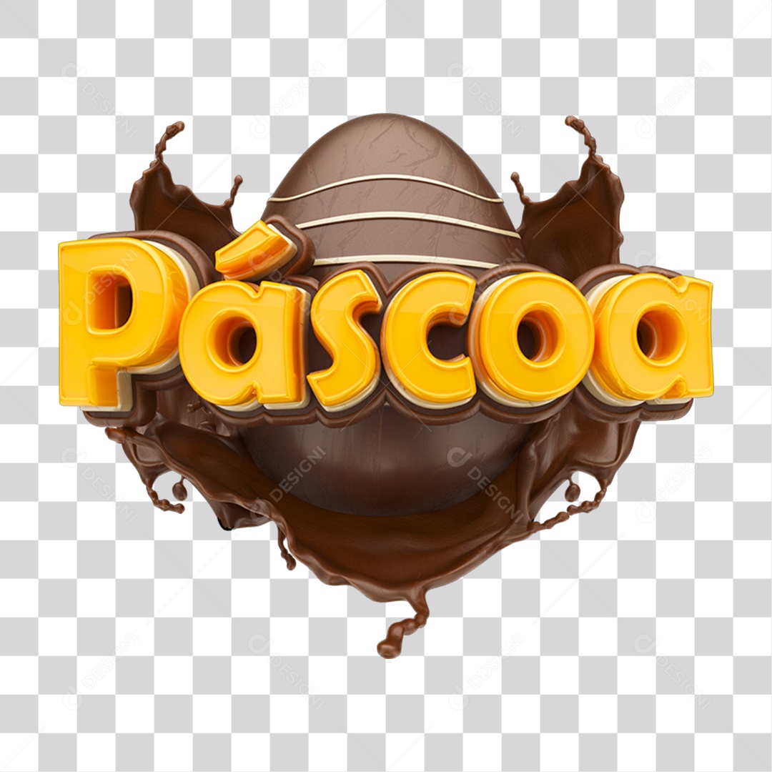 Selo 3D Páscoa Chocolate Doce PNG Transparente