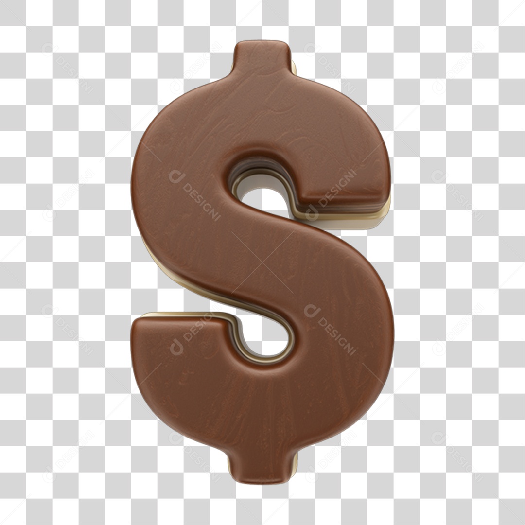 Elemento 3D Cifrão Chocolate Doces PNG Transparente