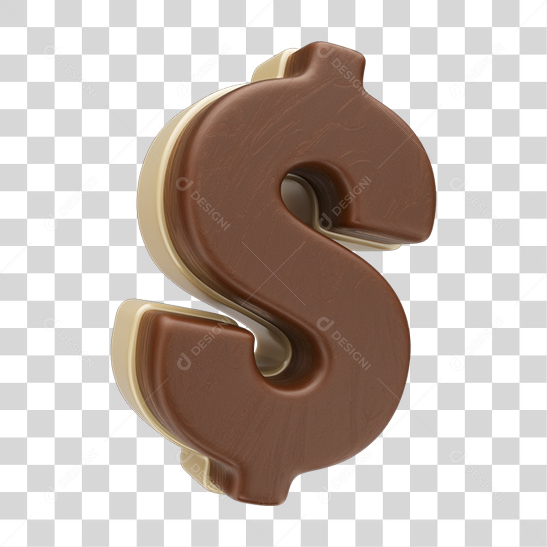 Elemento 3D Cifrão Chocolate Doces PNG Transparente