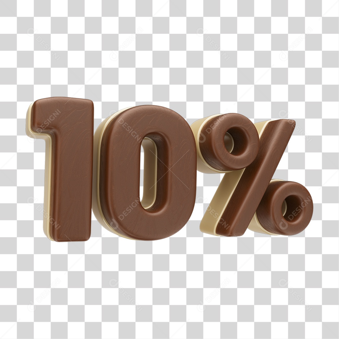 Elemento 3D 10 % Chocolate Doces PNG Transparente