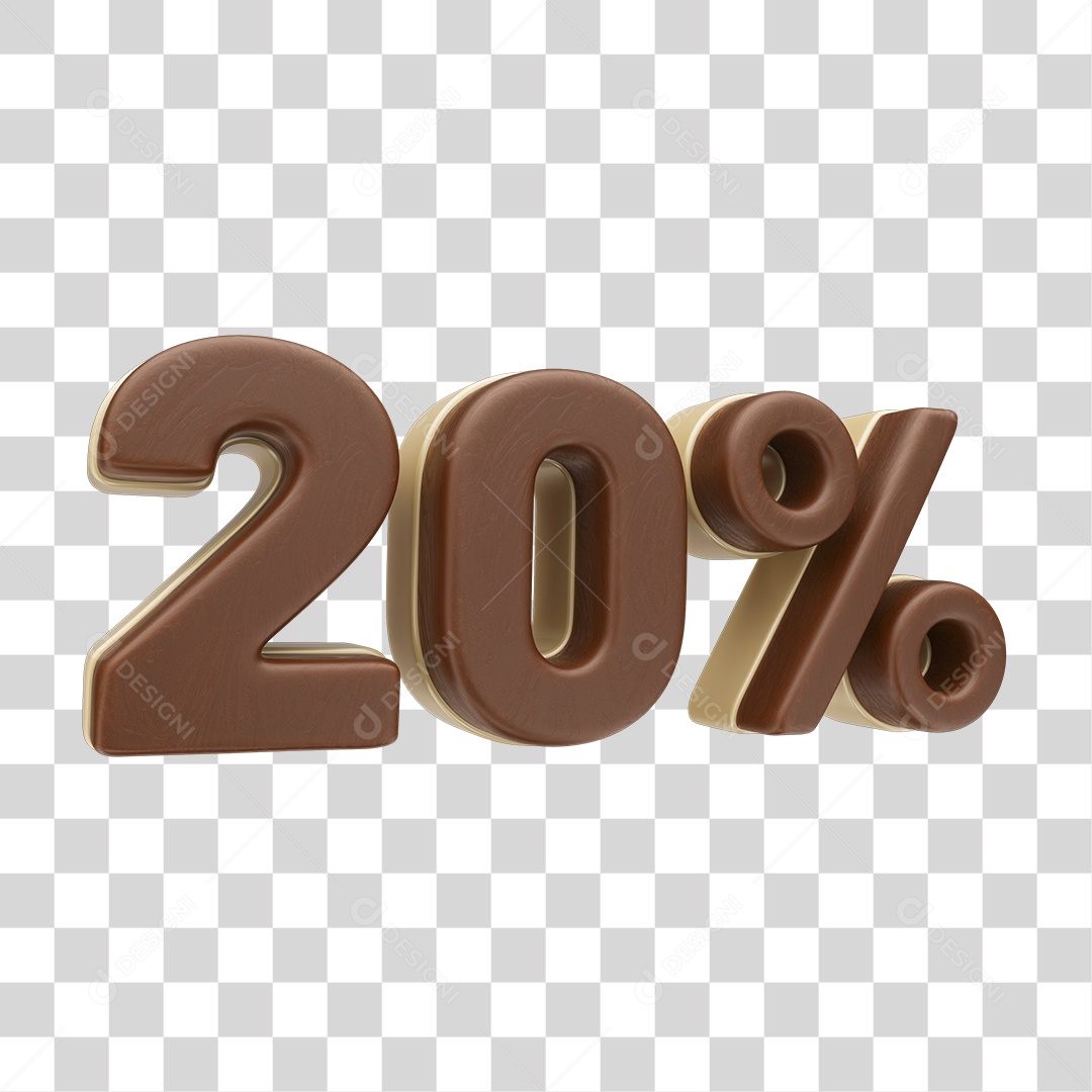 Elemento 3D 20 % Chocolate Doces PNG Transparente