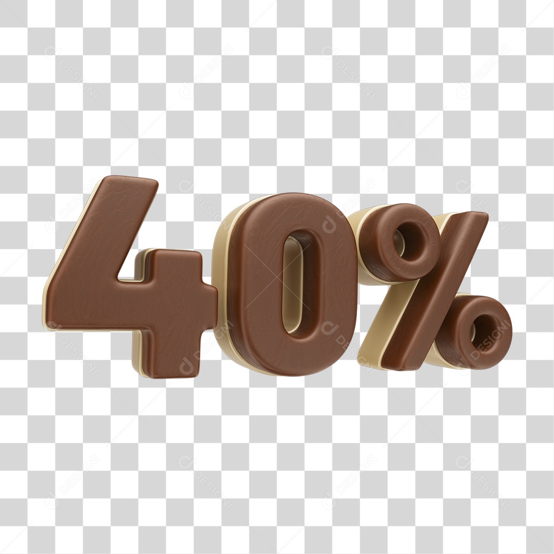 Elemento 3D 40 % Chocolate Doces PNG Transparente