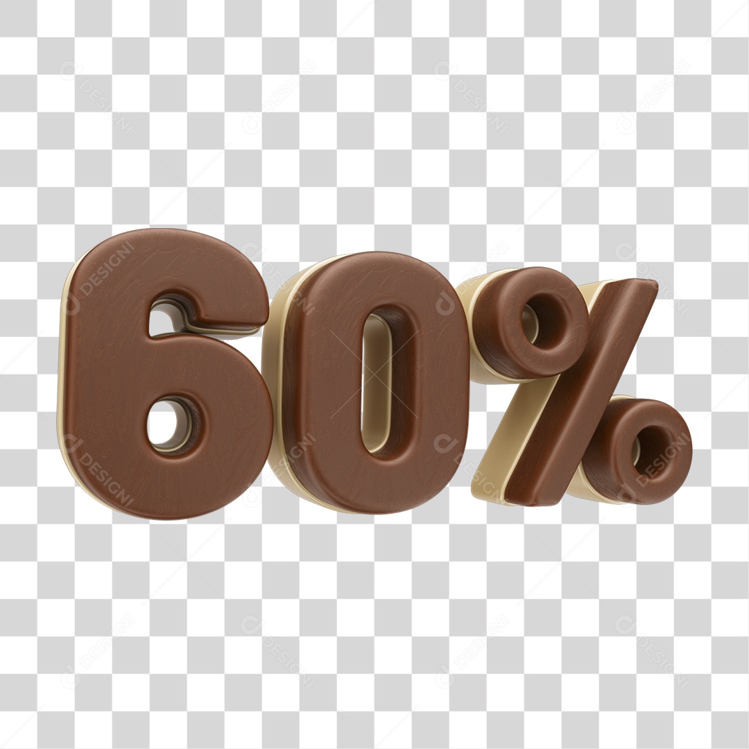 Elemento 3D 60 % Chocolate Doces PNG Transparente
