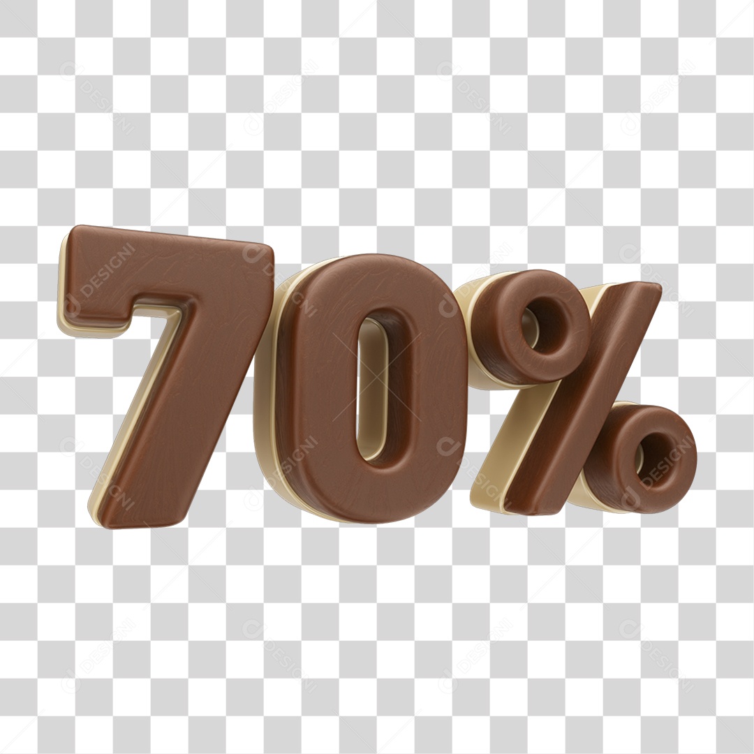 Elemento 3D 70 % Chocolate Doces PNG Transparente