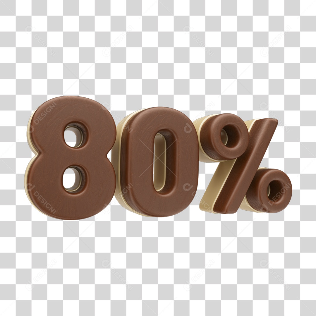 Elemento 3D 80 % Chocolate Doces PNG Transparente