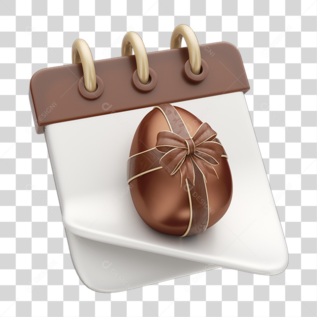 Elemento 3D Calendário Chocolate Páscoa PNG Transparente