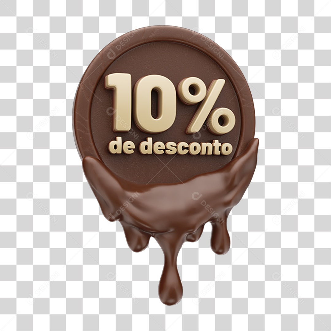 Elemento 3D 10 % de Descontos Chocolate Páscoa PNG Transparente