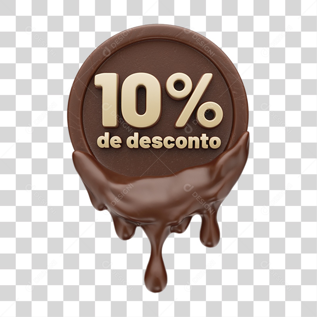 Elemento 3D 10 % de Descontos Chocolate Páscoa PNG Transparente