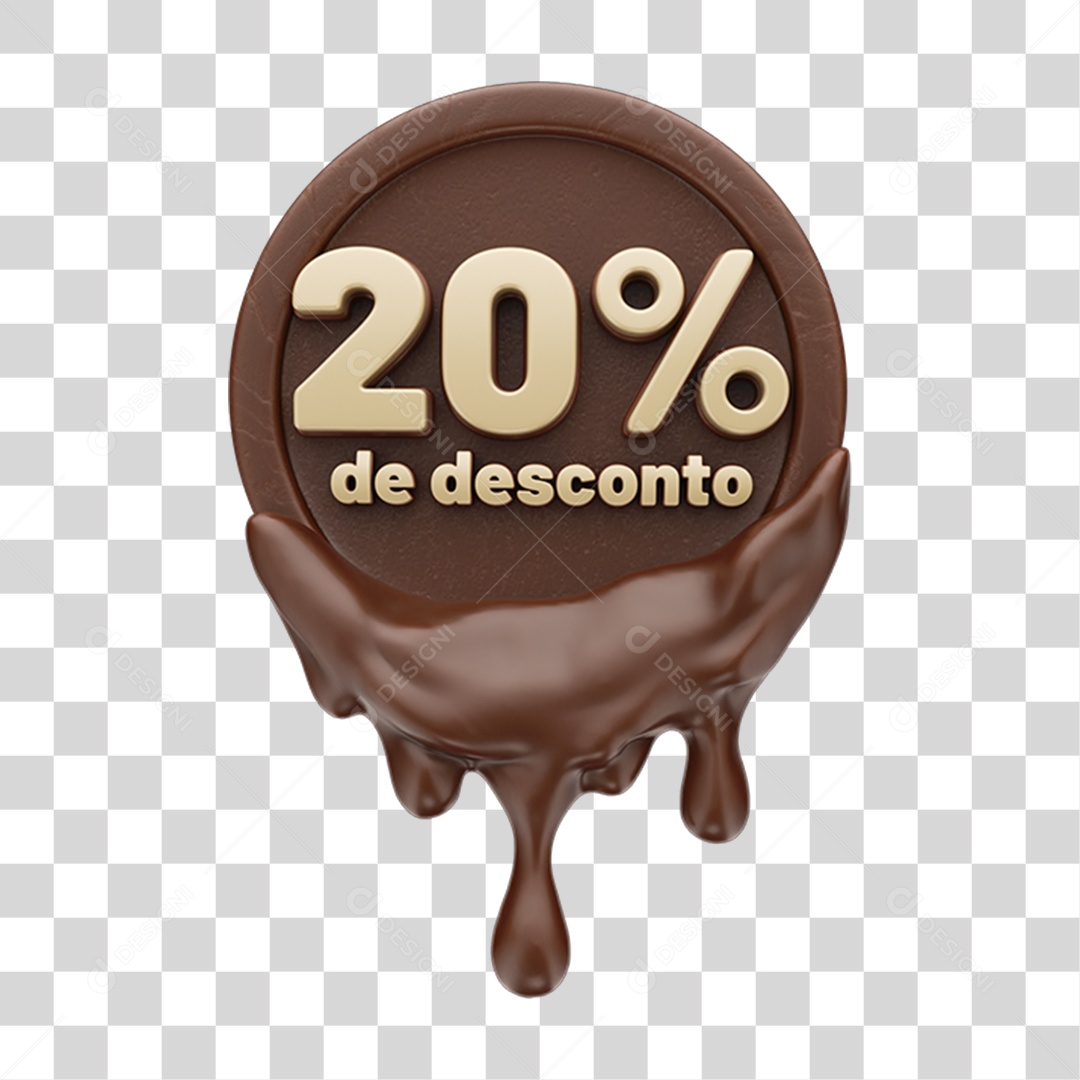 Elemento 3D 20 % de Descontos Chocolate Páscoa PNG Transparente