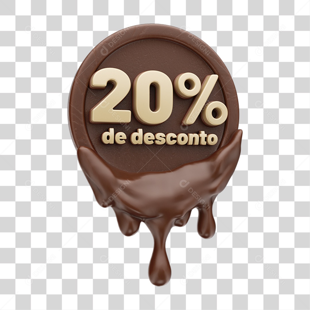 Elemento 3D 20 % de Descontos Chocolate Páscoa PNG Transparente