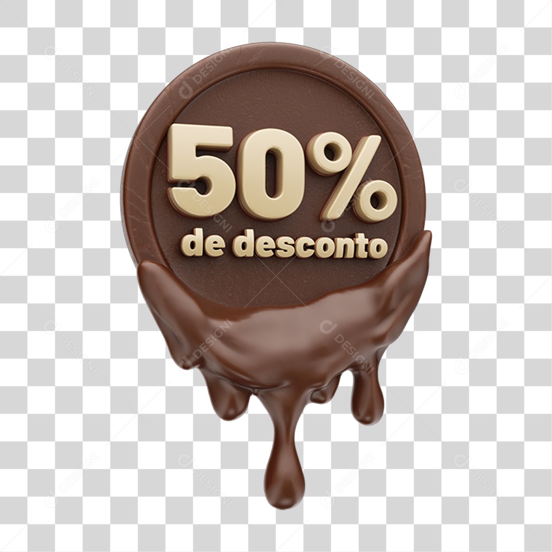 Elemento 3D 50 % de Descontos Chocolate Páscoa PNG Transparente