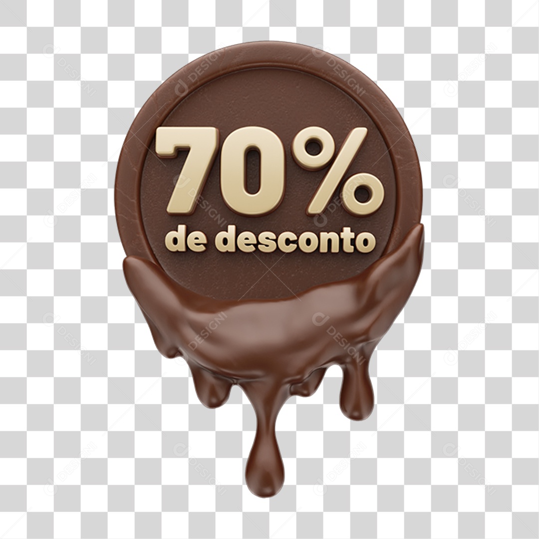 Elemento 3D 70 % de Descontos Chocolate Páscoa PNG Transparente