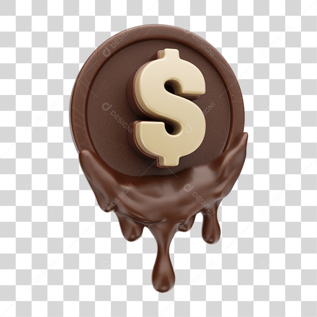 Elemento 3D Doces Chocolate Páscoa Cifrão PNG Transparente