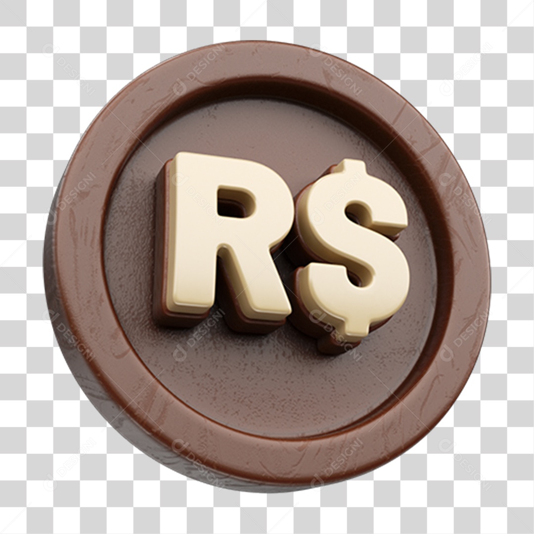 Elemento 3D Doces Chocolate Páscoa Cifrão PNG Transparente