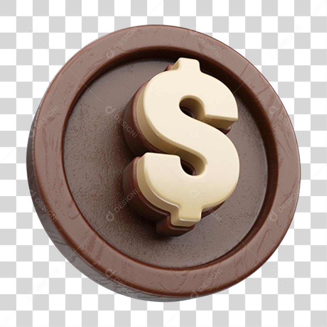 Elemento 3D Doces Chocolate Páscoa Cifrão PNG Transparente