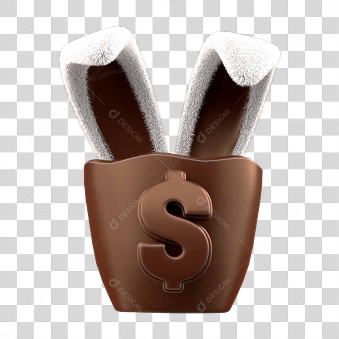 Elemento 3D Doces Chocolate Páscoa Orelhas de Coelho PNG Transparente