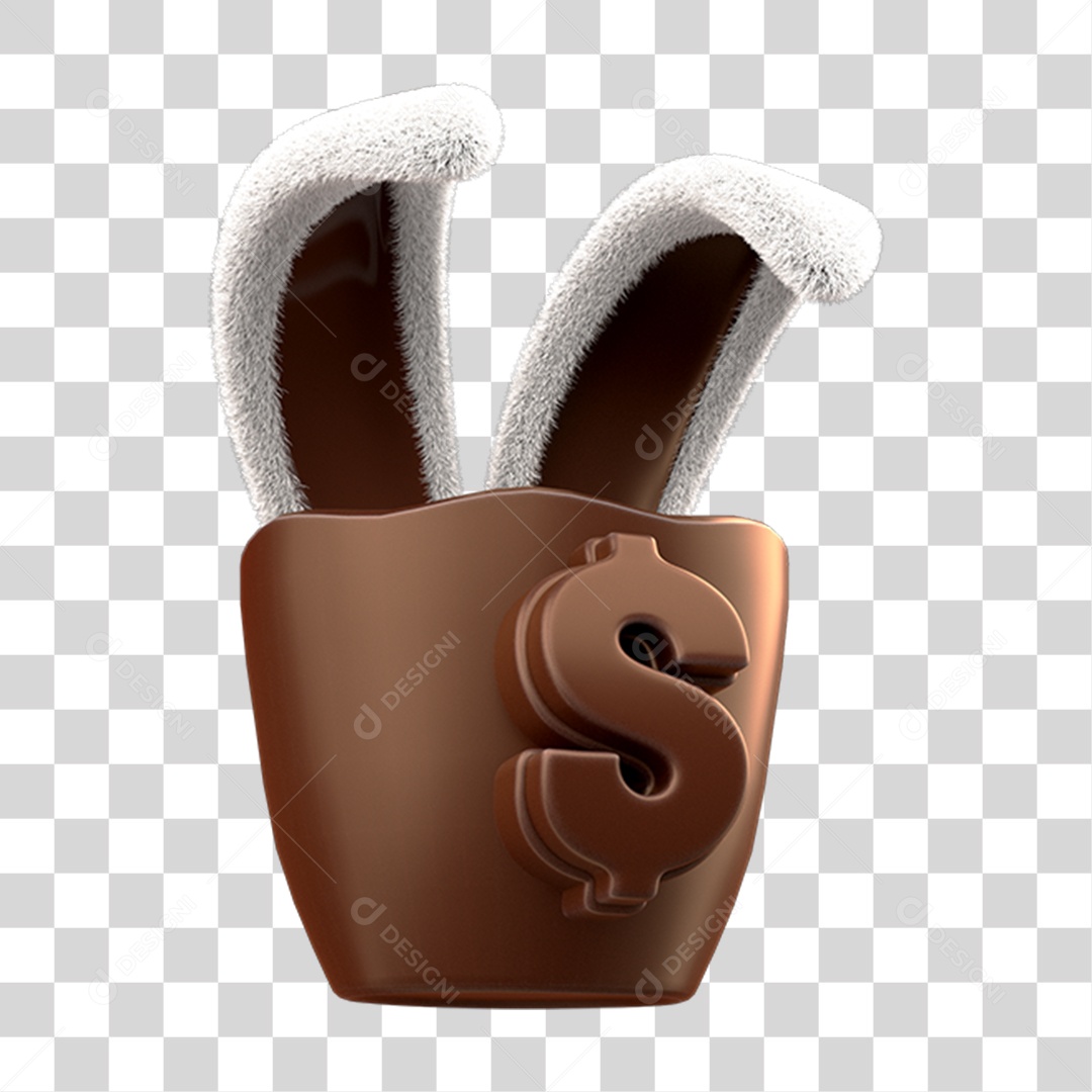 Elemento 3D Doces Chocolate Páscoa Orelhas de Coelho PNG Transparente