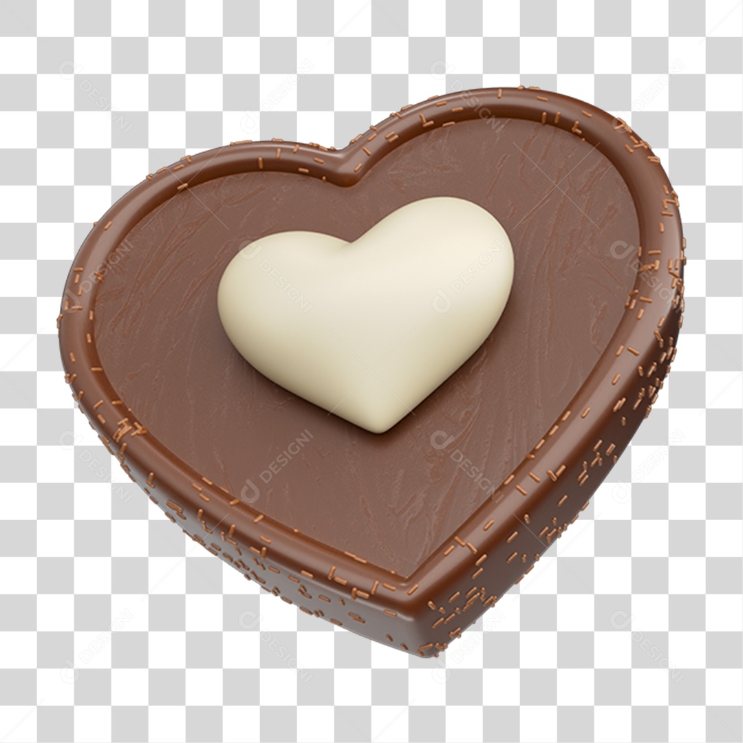 Elemento 3D Doces Chocolate Páscoa Coração PNG Transparente