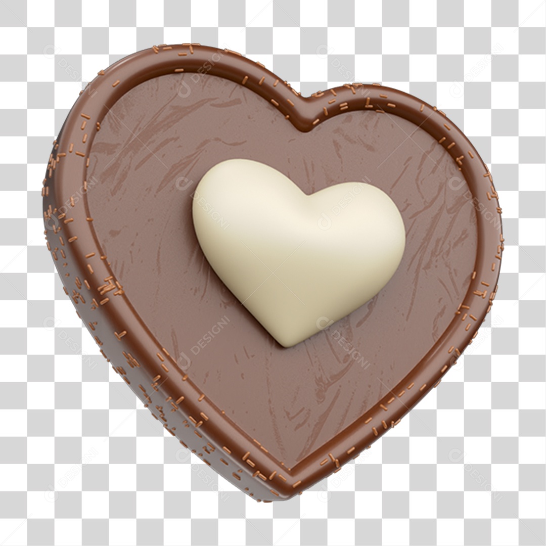 Elemento 3D Doces Chocolate Páscoa Coração PNG Transparente