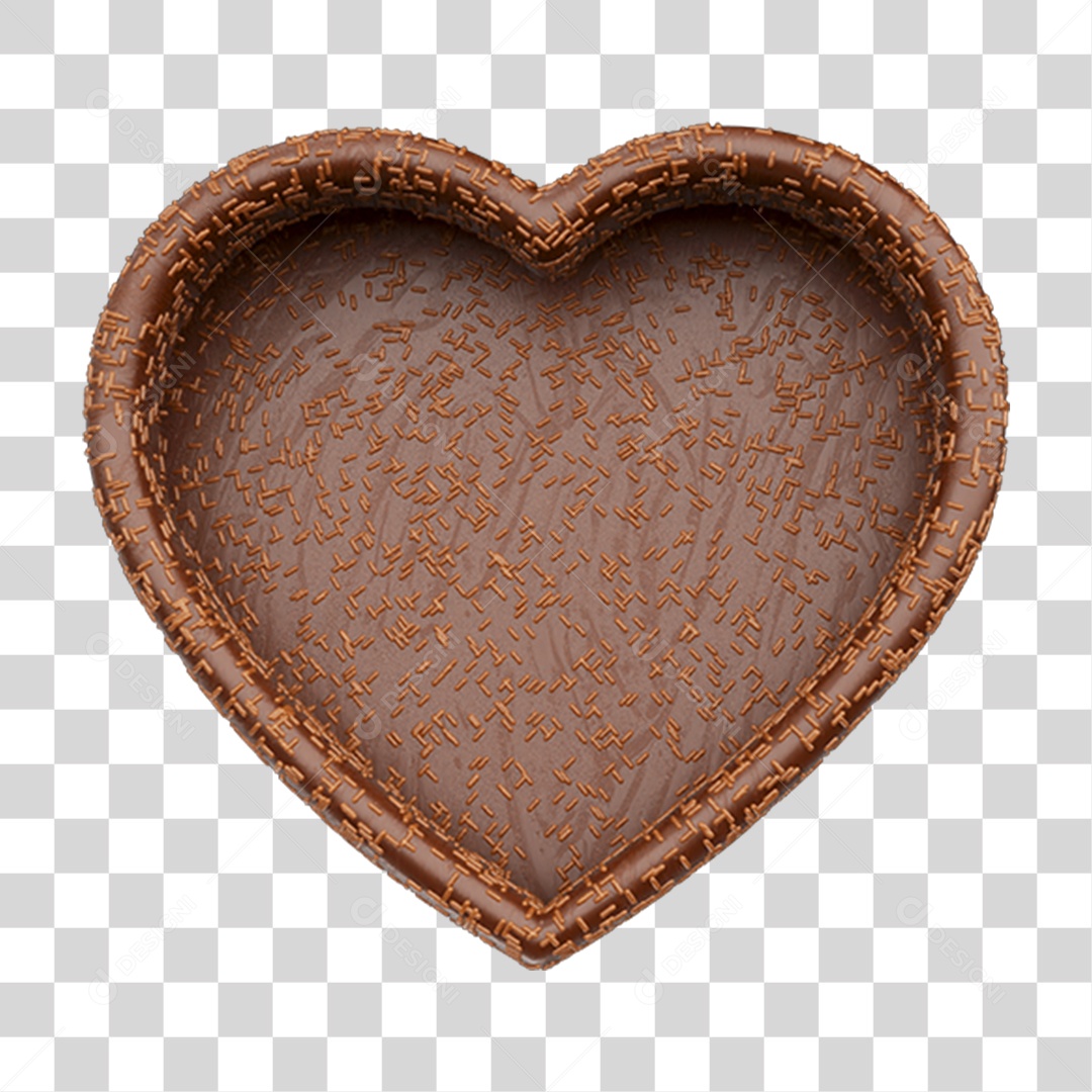 Elemento 3D Doces Chocolate Páscoa Coração PNG Transparente