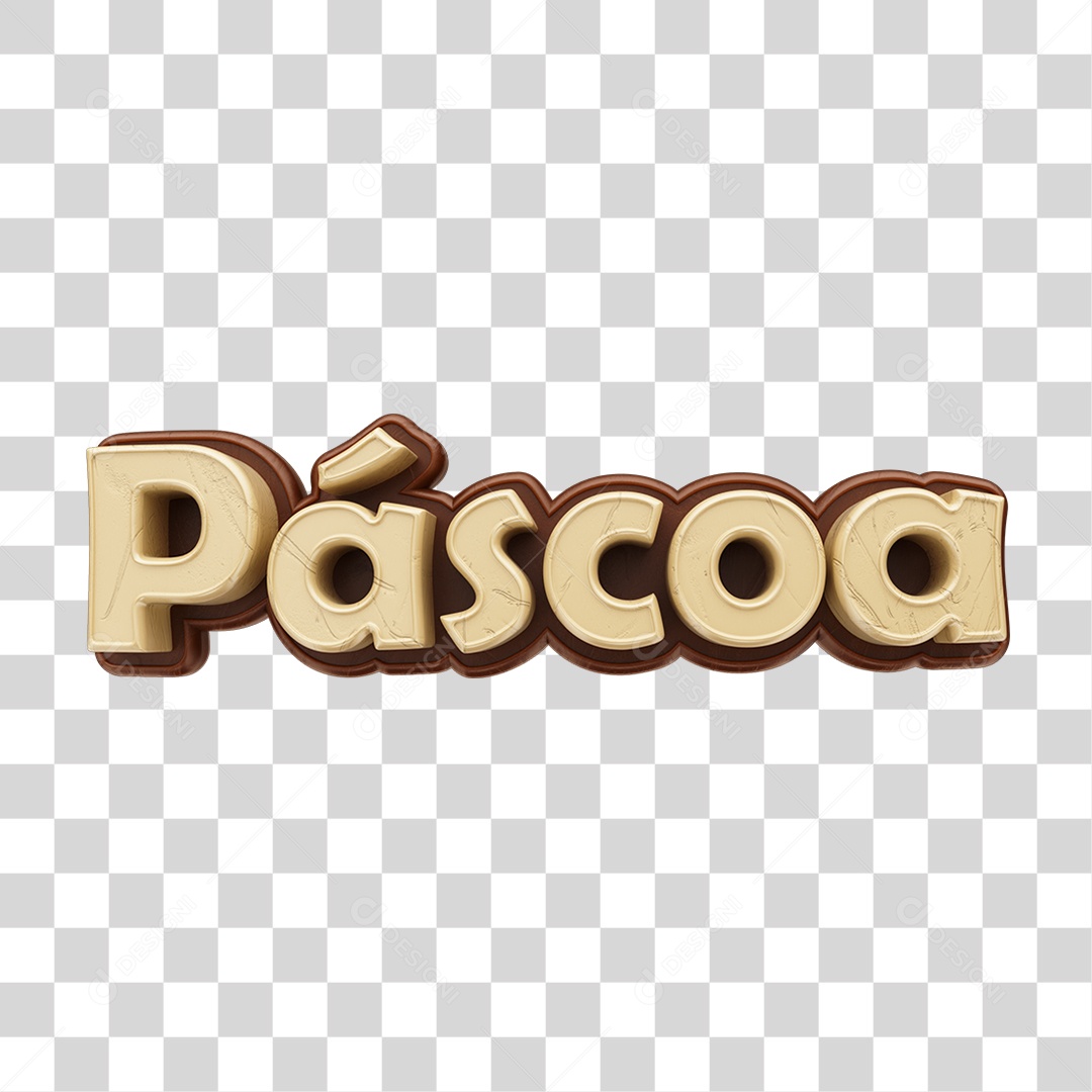 Texto 3D Chocolate Doces Páscoa PNG Transparente