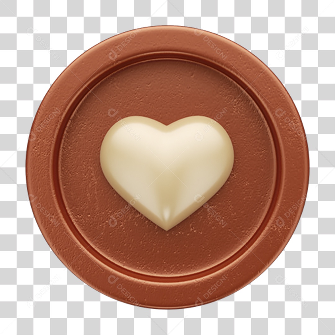 Elemento 3D Coração Chocolate Páscoa PNG Transparente