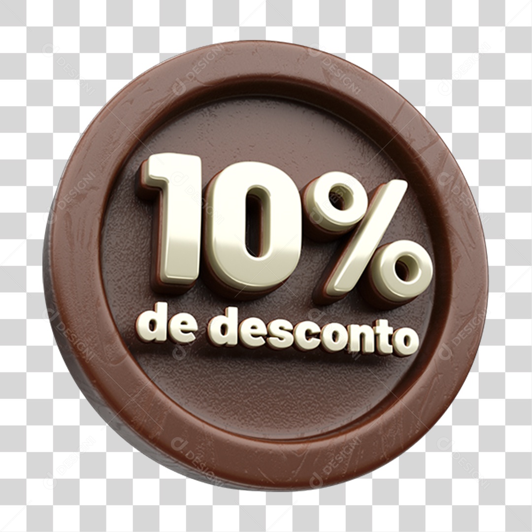 Elemento 3D 10 % de Descontos Chocolate Páscoa PNG Transparente