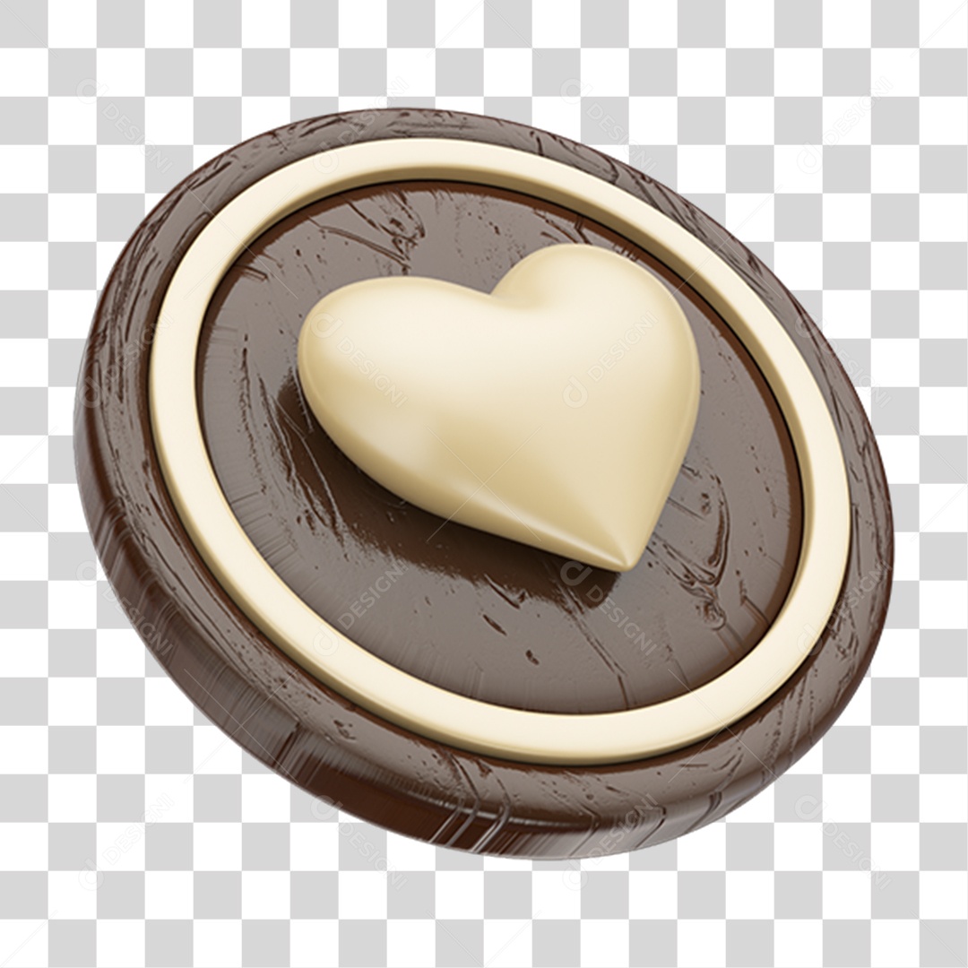 Elemento 3D Coração Chocolate Páscoa PNG Transparente