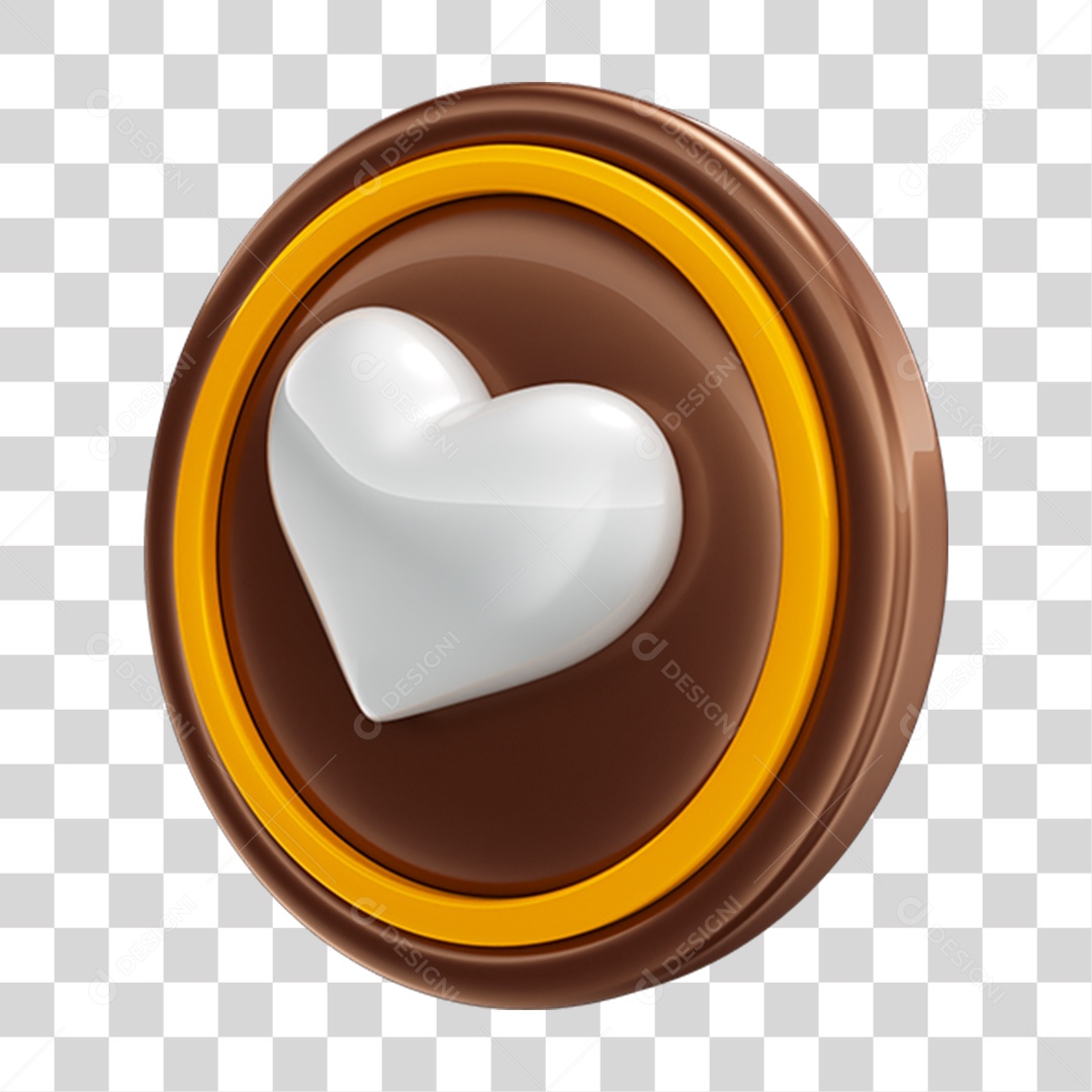 Elemento 3D Coração Chocolate Páscoa PNG Transparente