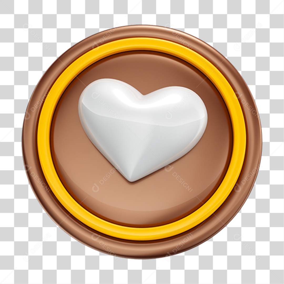 Elemento 3D Coração Chocolate Páscoa PNG Transparente