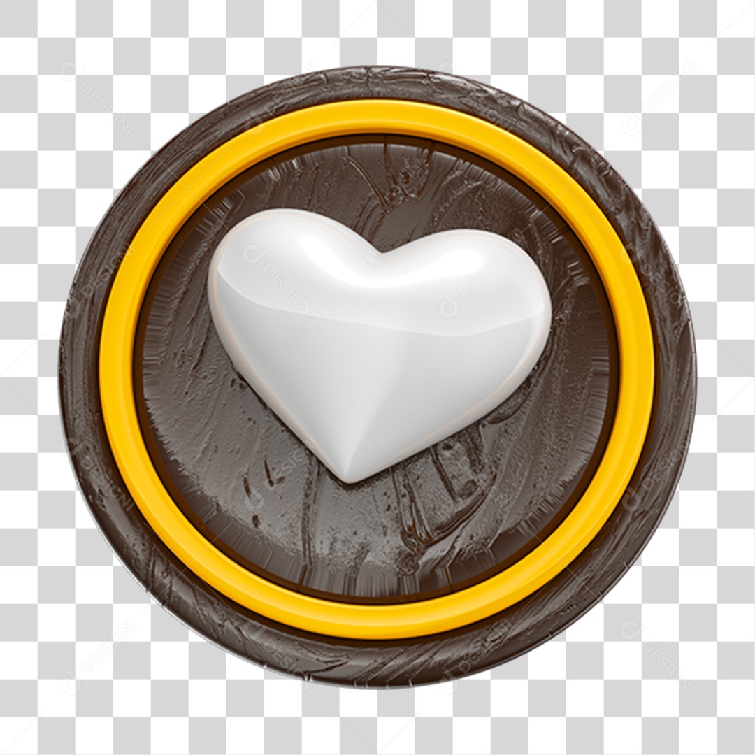 Elemento 3D Coração Chocolate Páscoa PNG Transparente
