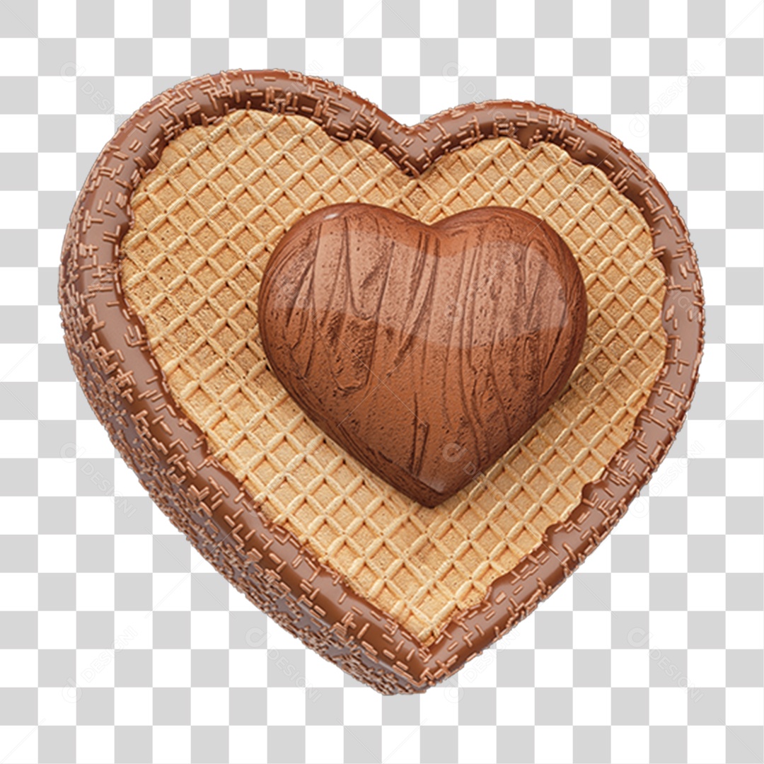 Elemento 3D Coração Chocolate Páscoa PNG Transparente