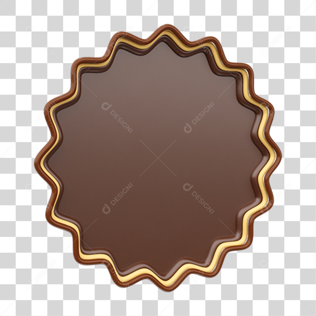 Elemento 3D Moldura de Chocolate PNG Transparente