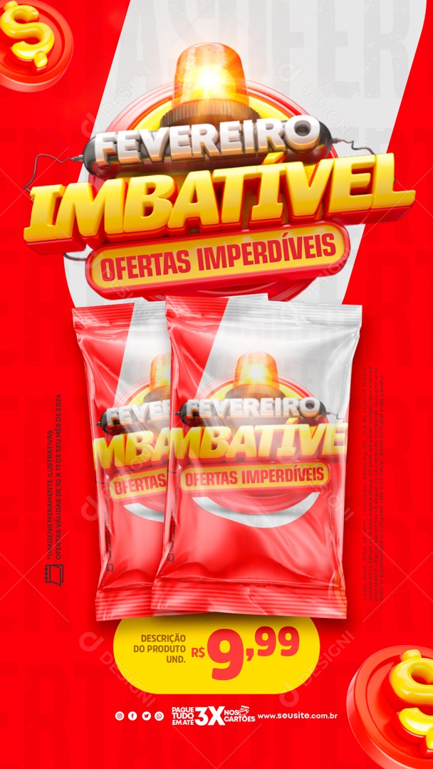 Story Fevereiro Imbatível Ofertas Imperdíveis Pague todo em até 3X Social Media PSD Editáavel