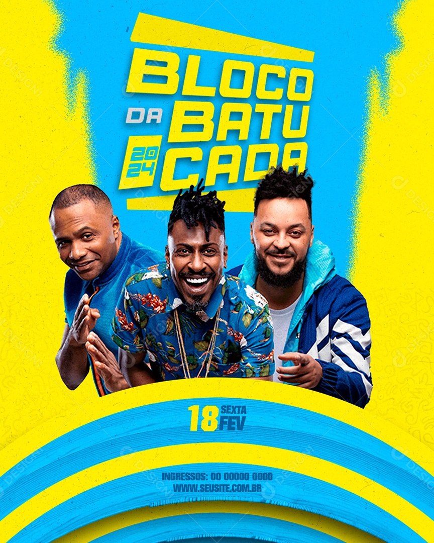 Flyer Bloco da Batucada 2024 Social Media PSD Editável