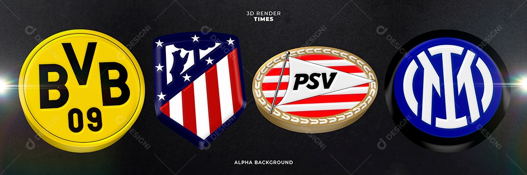 Elemento 3D Times Liga dos Campeões da UEFA Para Composição PSD