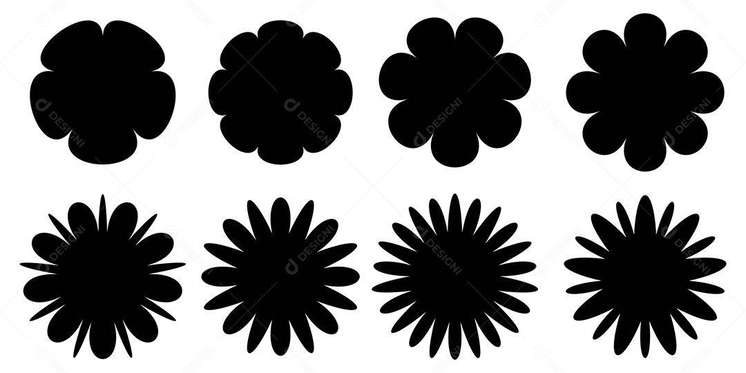 Flower Silhouette Set Vector EPS