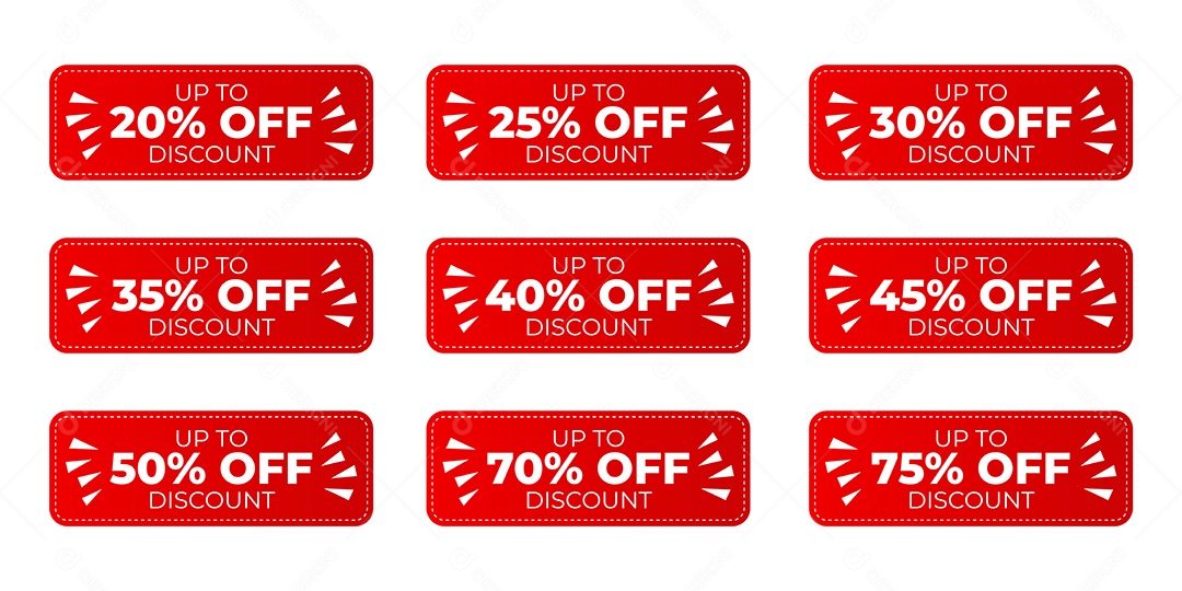 Conjunto de Etiquetas de Desconto Ilustração Vetor EPS